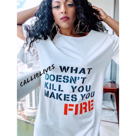 Miz FIRE: What Doesn' Kill You Makes T-Shirt Dress - Picture 2 of 8